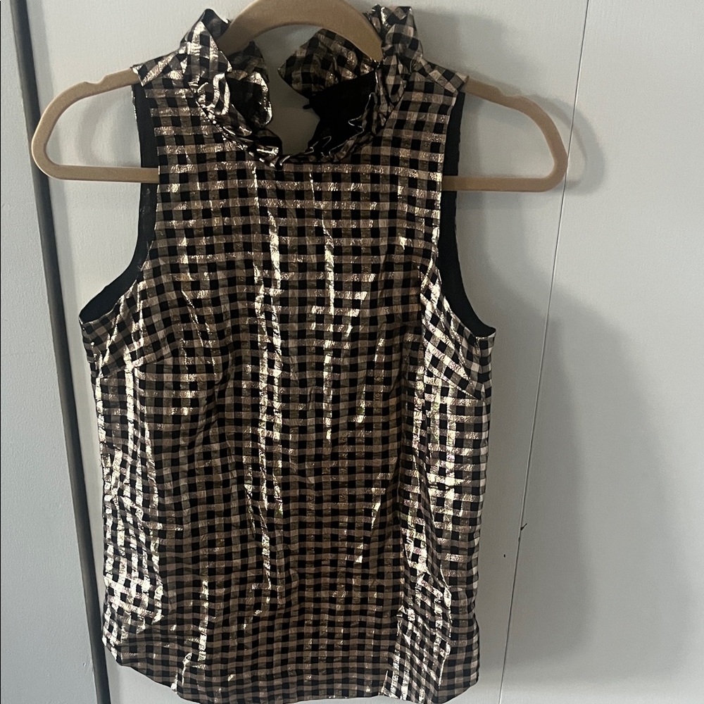 Jcrew gold and black metallic top